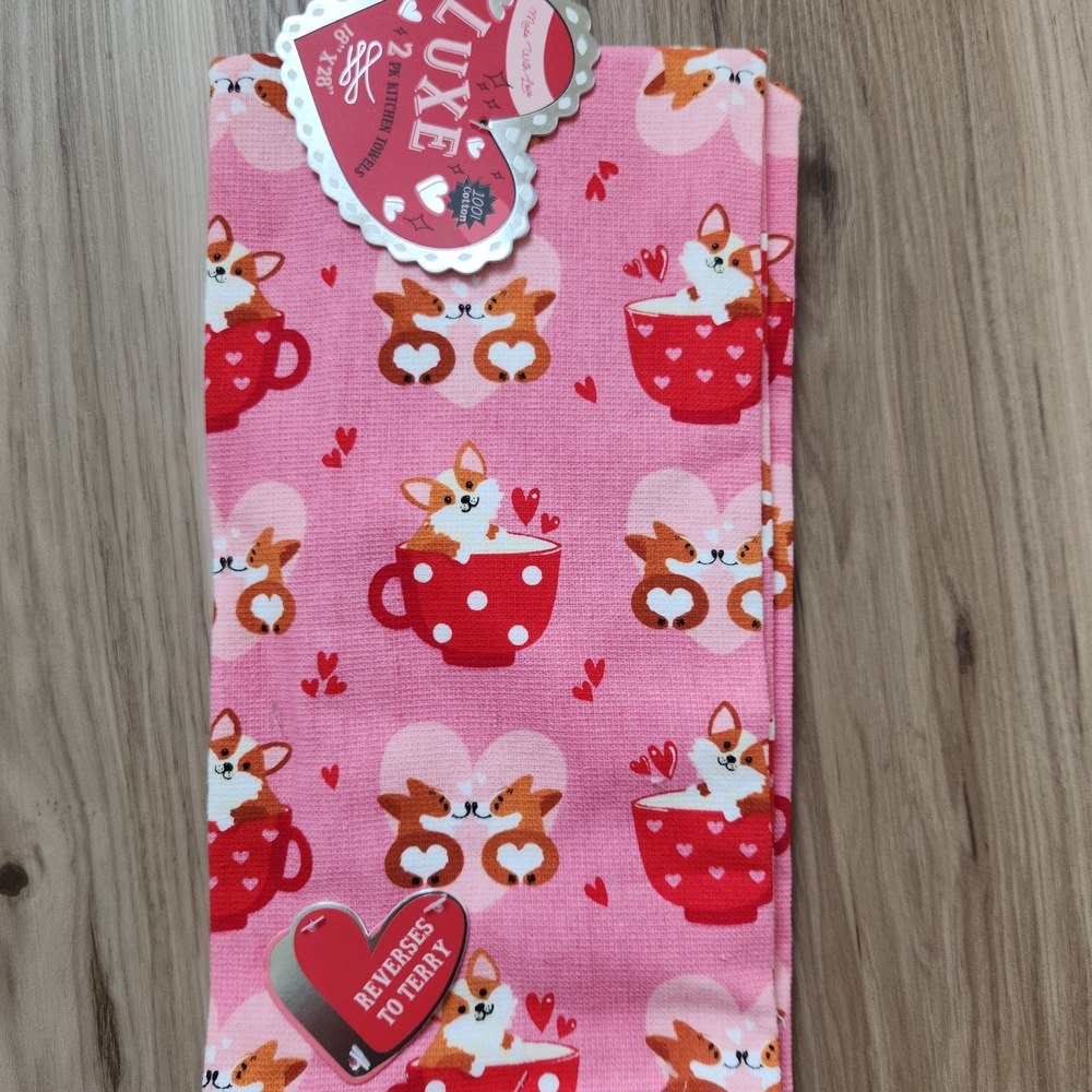 Pink Dog Print Kitchen Towel